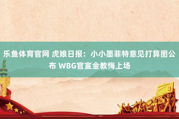 乐鱼体育官网 虎娘日报：小小墨菲特意见打算图公布 WBG官宣金教悔上场