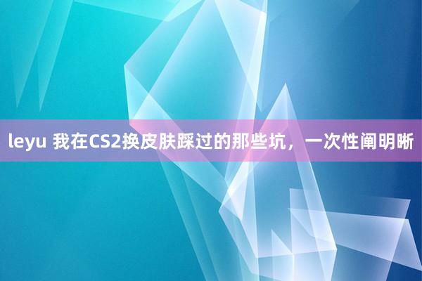 leyu 我在CS2换皮肤踩过的那些坑，一次性阐明晰