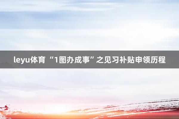 leyu体育 “1图办成事”之见习补贴申领历程