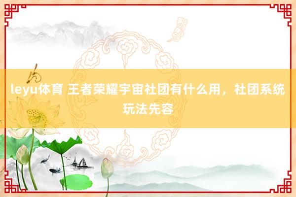 leyu体育 王者荣耀宇宙社团有什么用，社团系统玩法先容