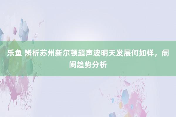 乐鱼 辨析苏州新尔顿超声波明天发展何如样，阛阓趋势分析