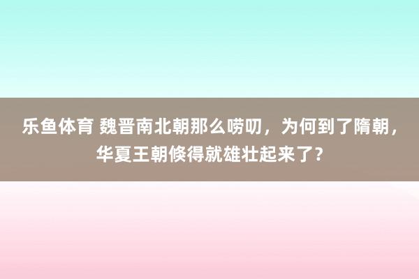 乐鱼体育 魏晋南北朝那么唠叨，为何到了隋朝，华夏王朝倏得就雄壮起来了？